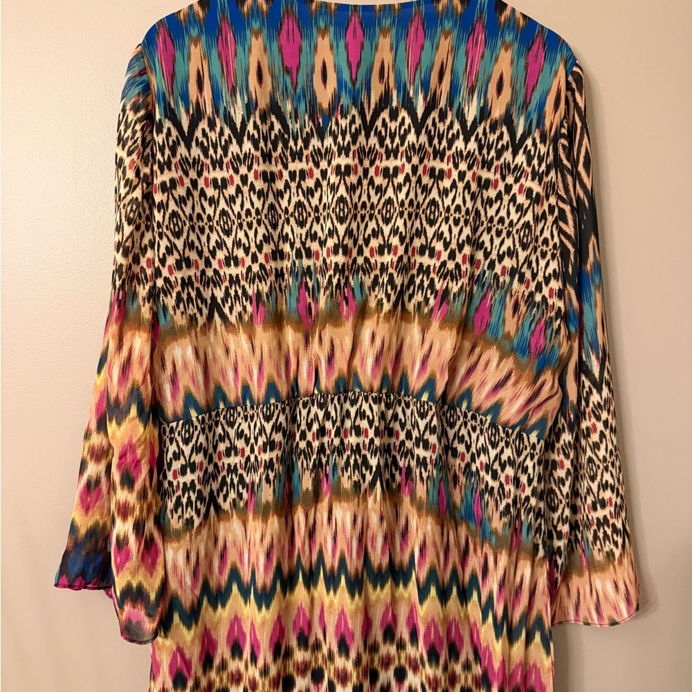 Sami + Dani Plus Size 18W Colorful Ikat Print Faux Wrap Maxi Dress - Picture 6 of 10